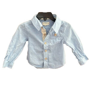 EGG New York Baby Boy’s blue button down shirt size 12 months EUC